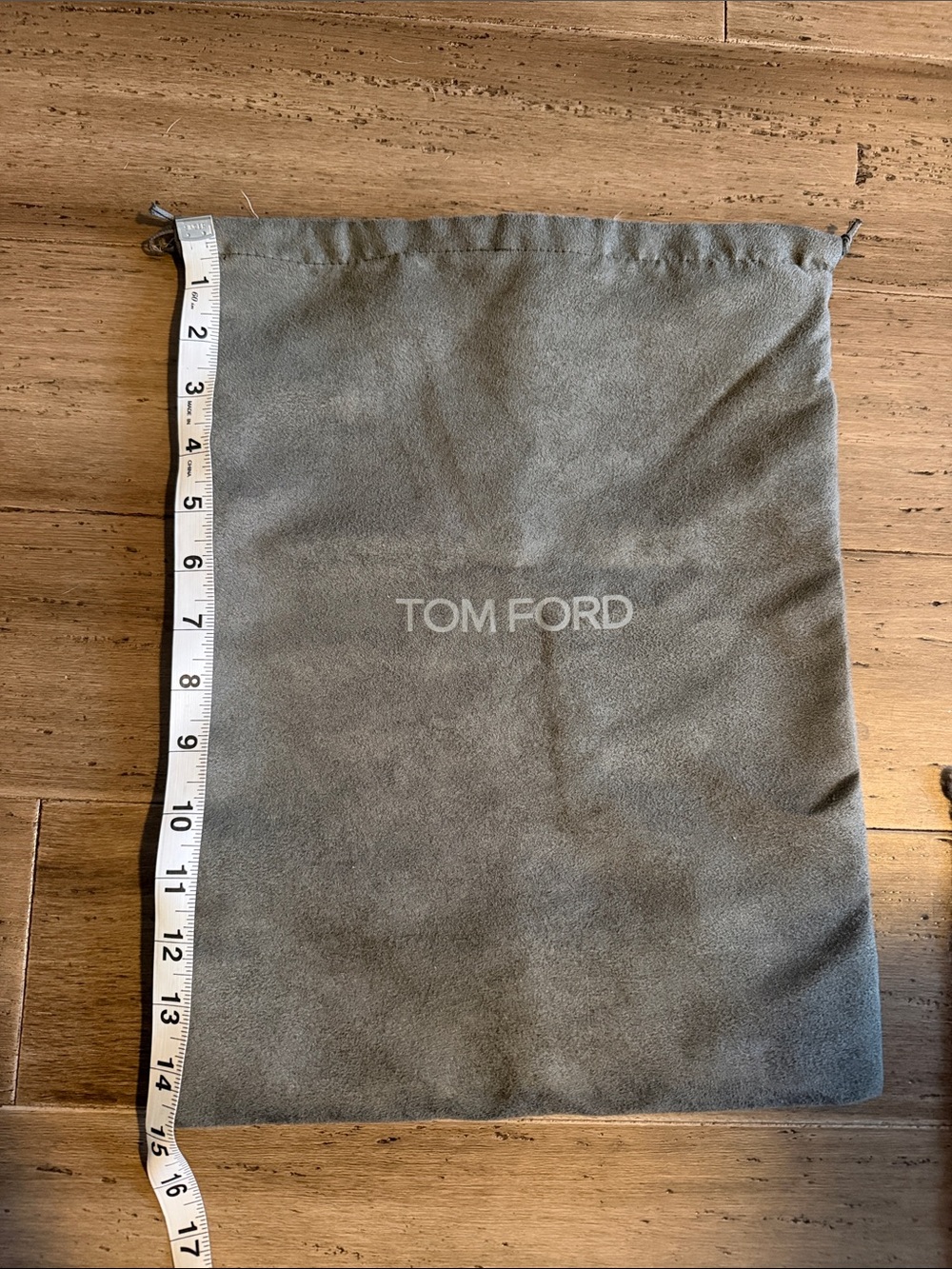 Tom Ford Gray Suede Drawstring Dust Pouch